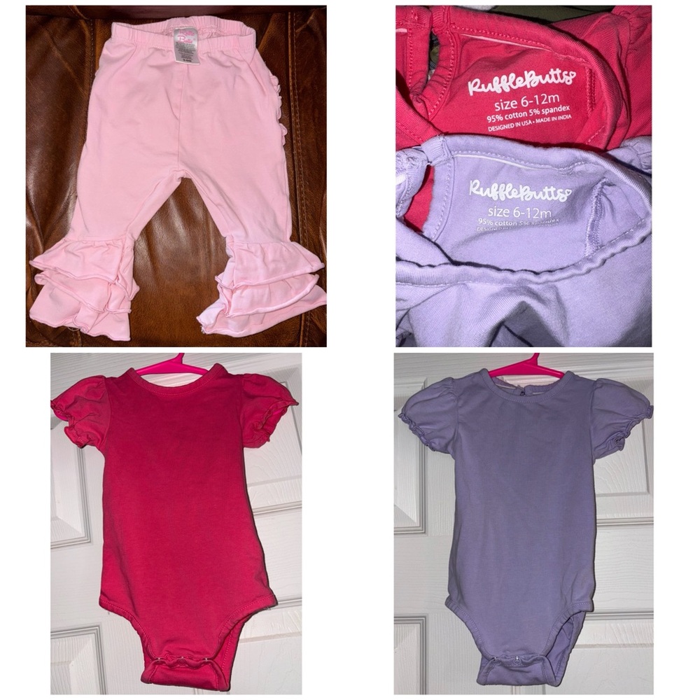 Ruffle Butts Lot 2 Bodysuits 1 Pair Ruffle Flare Leggings